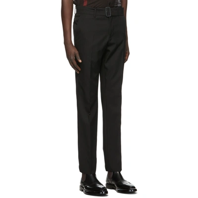 Shop Burberry Black Wool Belted Trousers In Black A1189