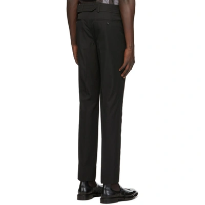 Shop Burberry Black Wool Belted Trousers In Black A1189