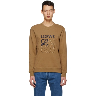 Shop Loewe Brown Cotton Anagram Embroidered Sweatshirt In 3150 Camel