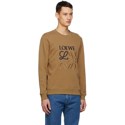 Shop Loewe Brown Cotton Anagram Embroidered Sweatshirt In 3150 Camel