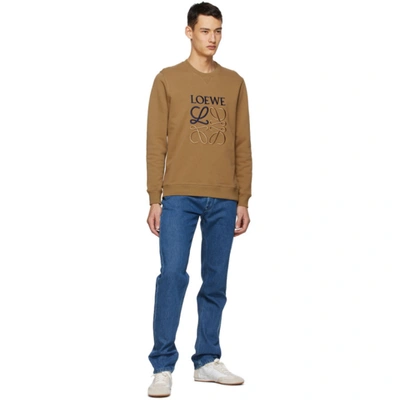 Shop Loewe Brown Cotton Anagram Embroidered Sweatshirt In 3150 Camel