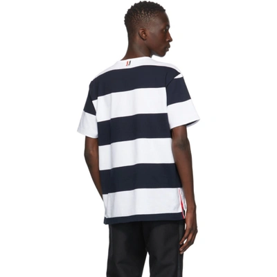 Shop Thom Browne Navy Rugby Stripe Boxy T-shirt In 415 Navy