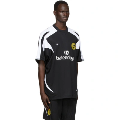 Shop Balenciaga Black & White Mesh Soccer T-shirt In 1070black/