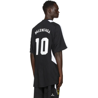 Shop Balenciaga Black & White Mesh Soccer T-shirt In 1070black/