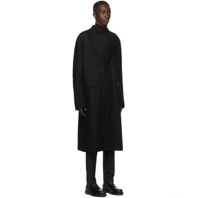 Shop Valentino Black Wool Long Coat In 0no Nero