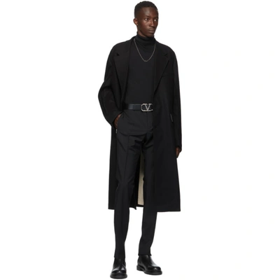 Shop Valentino Black Wool Long Coat In 0no Nero