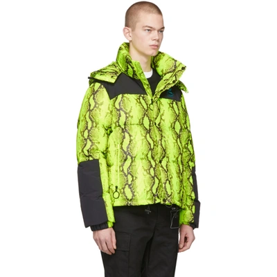 Shop Off-white Yellow And Black Down Snake Puffer Jacket In Fluo Yellow