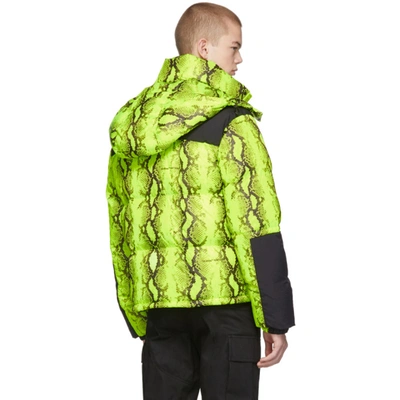 Shop Off-white Yellow And Black Down Snake Puffer Jacket In Fluo Yellow