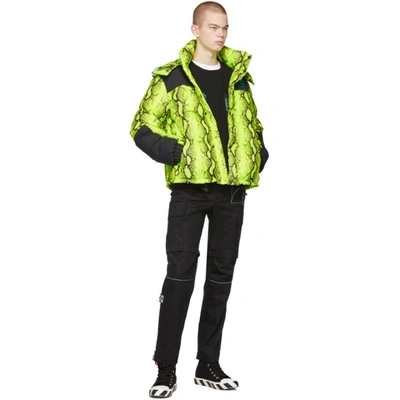 Shop Off-white Yellow And Black Down Snake Puffer Jacket In Fluo Yellow