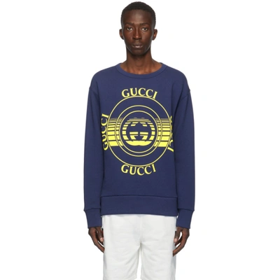 Shop Gucci Blue Interlocking G Crewneck Sweatshirt In 4535 Inchyl