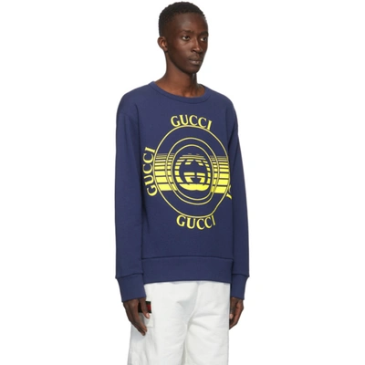 Shop Gucci Blue Interlocking G Crewneck Sweatshirt In 4535 Inchyl