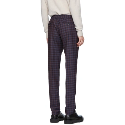 Shop Etro Blue Check Wool Trousers In 400 Blue