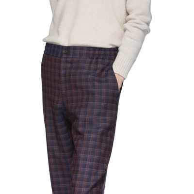 Shop Etro Blue Check Wool Trousers In 400 Blue