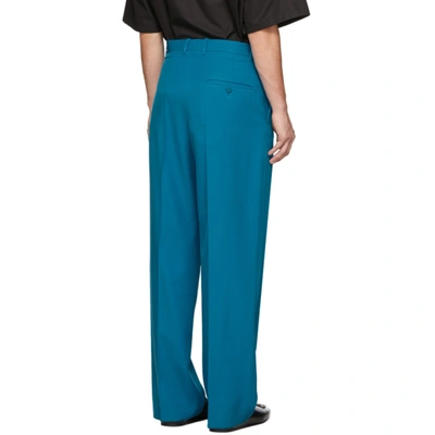 Shop Balenciaga Blue Wool Baggy Tailored Trousers In 3042bahama