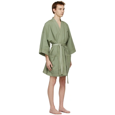 Shop Double Rainbouu Khaki Linen Ez Robe In Kahki