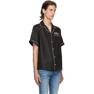 Shop Amiri Black Silk Loving You Pyjama Short Sleeve Shirt