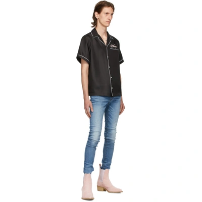 Shop Amiri Black Silk Loving You Pyjama Short Sleeve Shirt