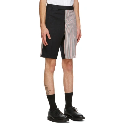 Shop Thom Browne Navy Double Face Shorts In 415 Navy