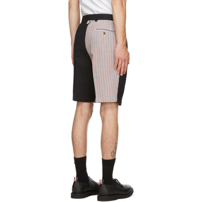 Shop Thom Browne Navy Double Face Shorts In 415 Navy