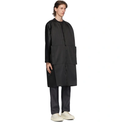 Shop 132 5. Issey Miyake Black & Grey Stitched Flat Coat In 16 Blkgry