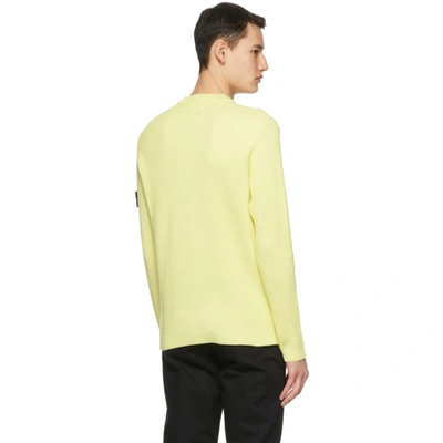 Shop Stone Island Yellow Rib Knit Sweater In V0031 Lemon