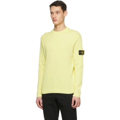 Shop Stone Island Yellow Rib Knit Sweater In V0031 Lemon