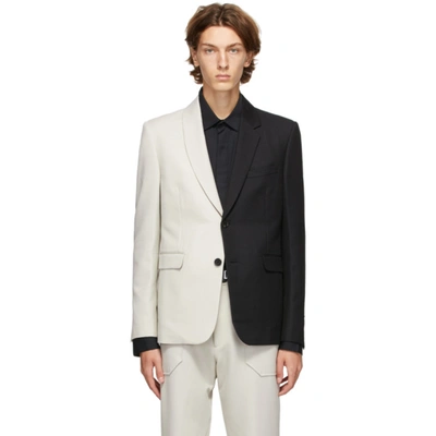 Shop Fendi Black & Off-white Wool Bicolor Blazer In F1bev Blkwh