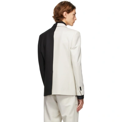 Shop Fendi Black & Off-white Wool Bicolor Blazer In F1bev Blkwh