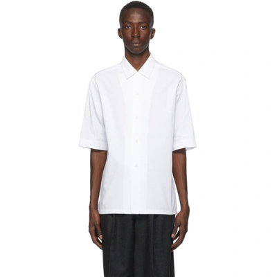 Shop Bottega Veneta White Cotton Poplin Short Sleeve Shirt In 9000 White