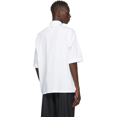 Shop Bottega Veneta White Cotton Poplin Short Sleeve Shirt In 9000 White