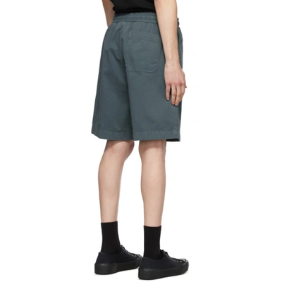Shop Acne Studios Green Cotton Twill Shorts In Dustygreen