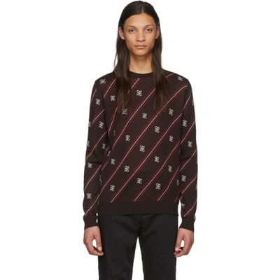 Shop Fendi Brown Wool Stripe Karligraphy Sweater In F0yt3 Moka