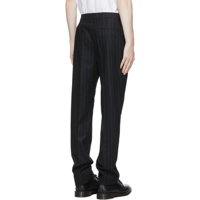 Shop Raf Simons Black Wool Pinstripe Trousers In 09980 Blkgr