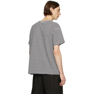 Shop Isabel Benenato Black And White Striped Splash T-shirt In Bw 0102