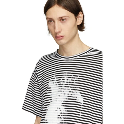 Shop Isabel Benenato Black And White Striped Splash T-shirt In Bw 0102