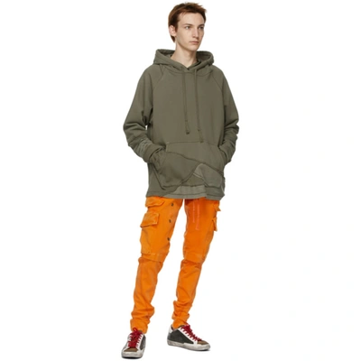 Shop Greg Lauren Khaki Fragmented Hoodie In Army