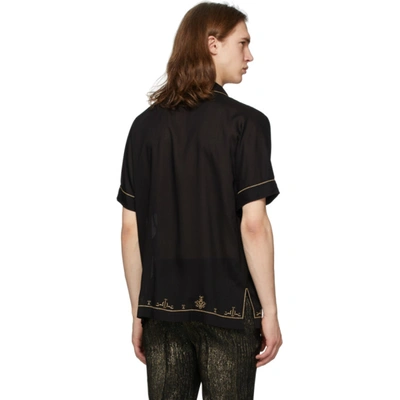 Shop Saint Laurent Black Satin Short Sleeve Shirt In 1000 Noir