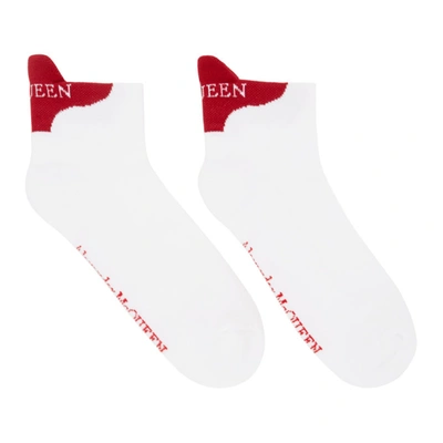 Shop Alexander Mcqueen White & Red 'mcqueen' Signature Socks In 9074 White/red