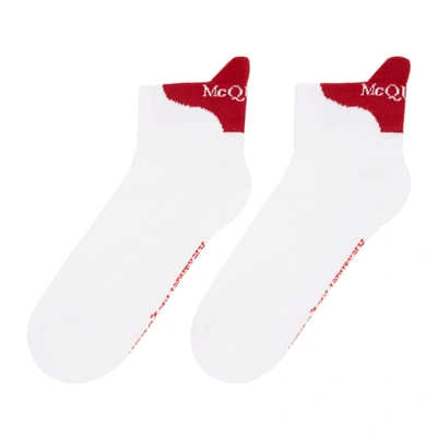 Shop Alexander Mcqueen White & Red 'mcqueen' Signature Socks In 9074 White/red