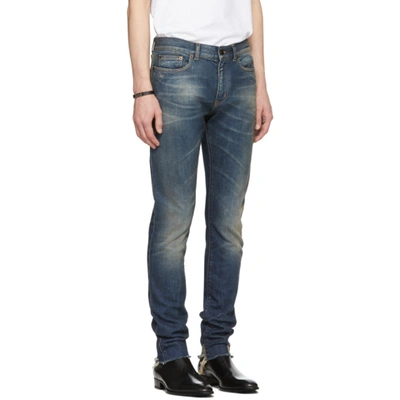 Shop Saint Laurent Blue Skinny 5 Pocket Low Jeans In 4406 Bluemo
