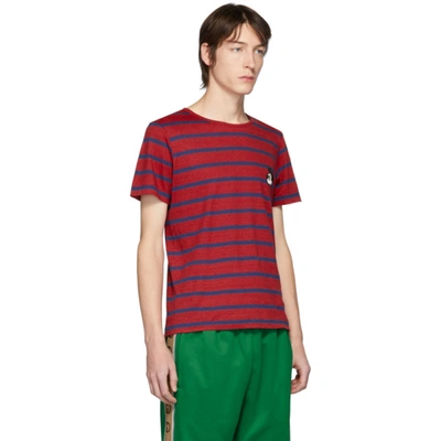 Shop Gucci Red & Navy Disney Edition Linen Striped T-shirt In 6065 Redinc