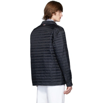 Shop Thom Browne Navy Down 4-bar Quilted Shirt Jacket In 415 Navy