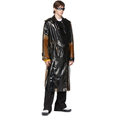 Shop Neil Barrett Black Transparent Pvc Trench Coat In 01 Black