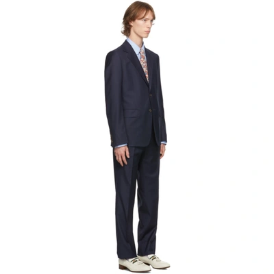 Shop Gucci Navy Wool Straight-fit Suit In 4240 Caspia