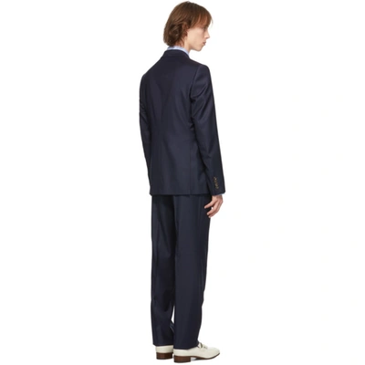 Shop Gucci Navy Wool Straight-fit Suit In 4240 Caspia