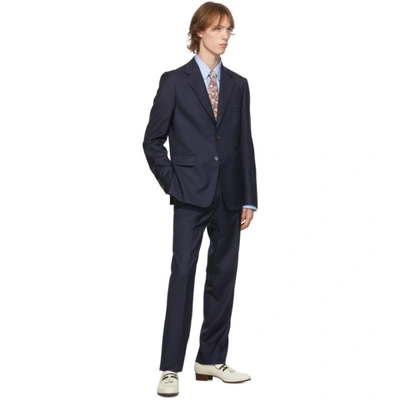 Shop Gucci Navy Wool Straight-fit Suit In 4240 Caspia