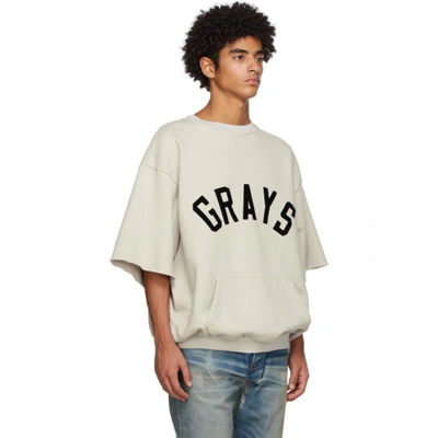 Shop Fear Of God Beige Fleece Graphic Short Sleeve Sweatshirt In Concrete White