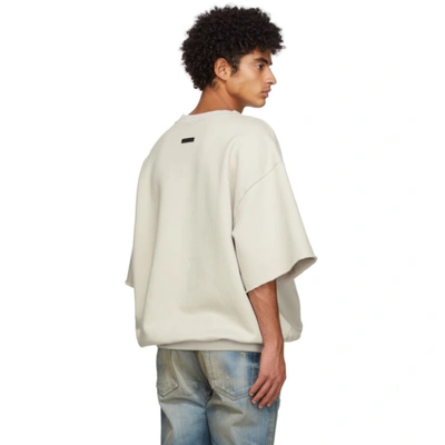 Shop Fear Of God Beige Fleece Graphic Short Sleeve Sweatshirt In Concrete White