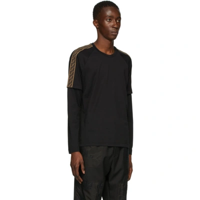 Shop Fendi Black Ff Double Sleeve T-shirt In F0gme Black