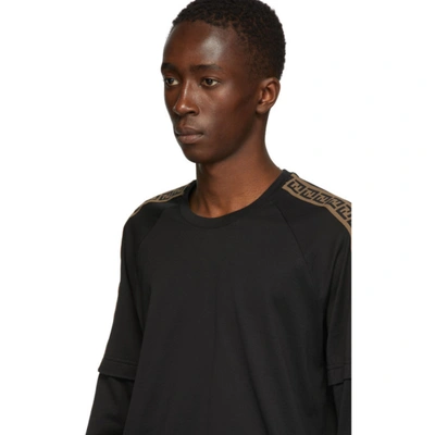 Shop Fendi Black Ff Double Sleeve T-shirt In F0gme Black